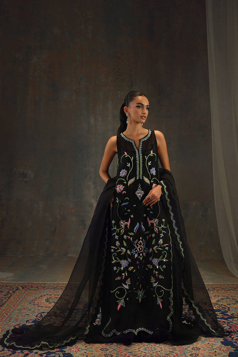 FARIDA HASSAN | Luxury Embroidered & Embellished Raw Silk 3 Piece Suit ...