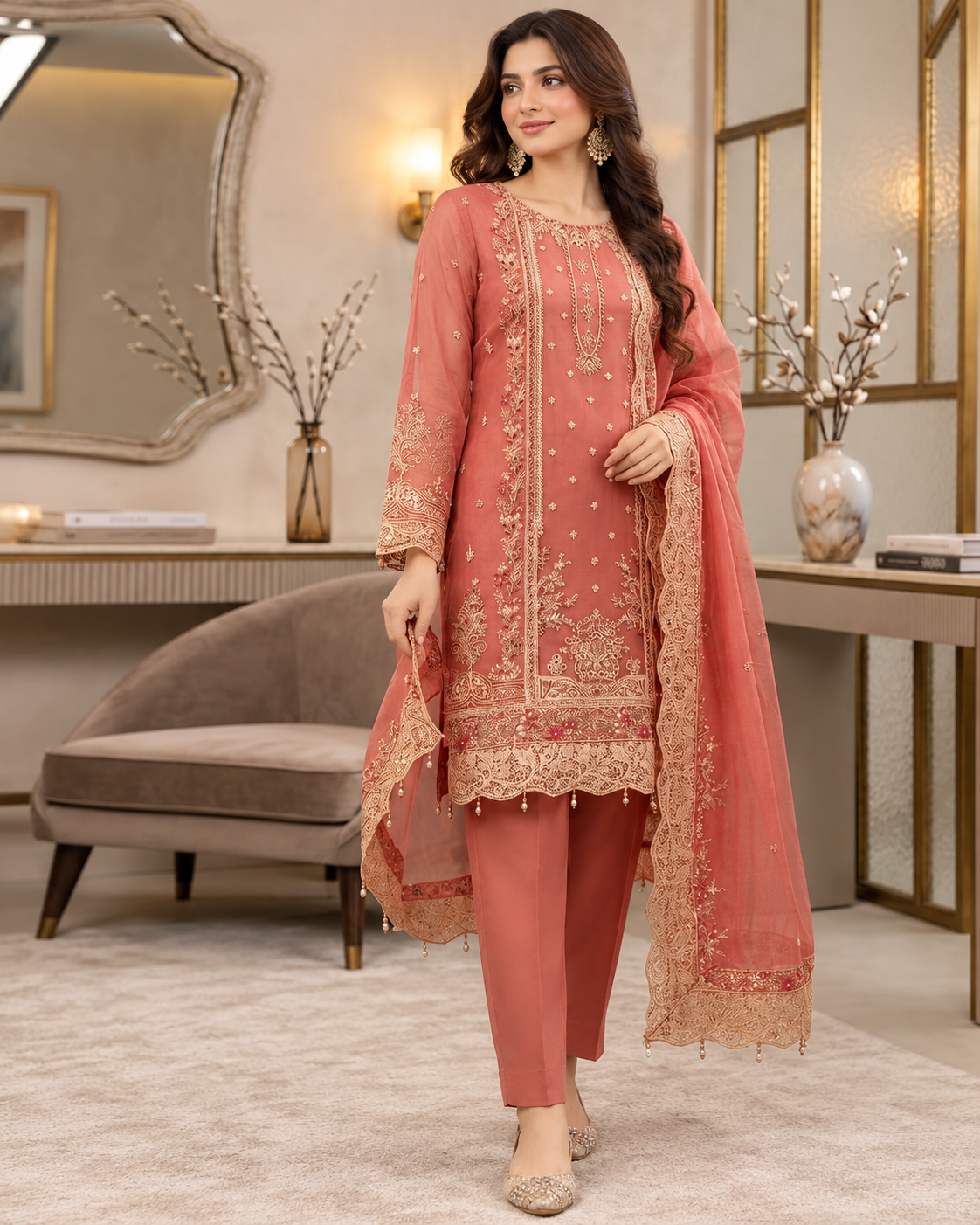 RIVA F-582 | Luxury Wedding Embroidered & Embellished Net 3 Piece Suit ...