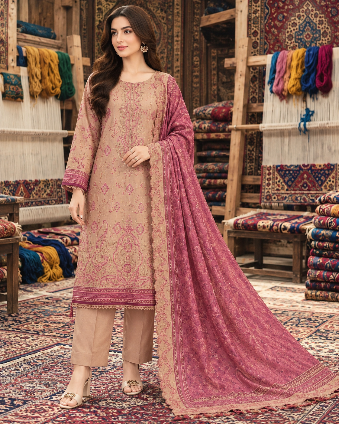 FIFA | Luxury Festive & Occasion Wear Embroidered Printed Khaddar Dres ...