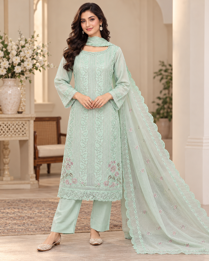 RIVA CRAFTED BUG | LUXURY EMBROIDERED KHARANDI NET 3 PIECE SUIT – alhassan