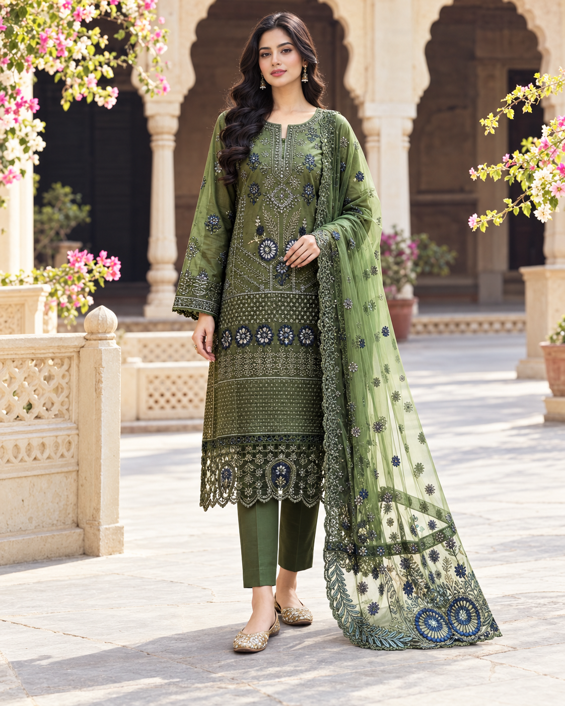 Rangrez | Luxury Embroidered Cotton 3 Piece Suit – alhassan