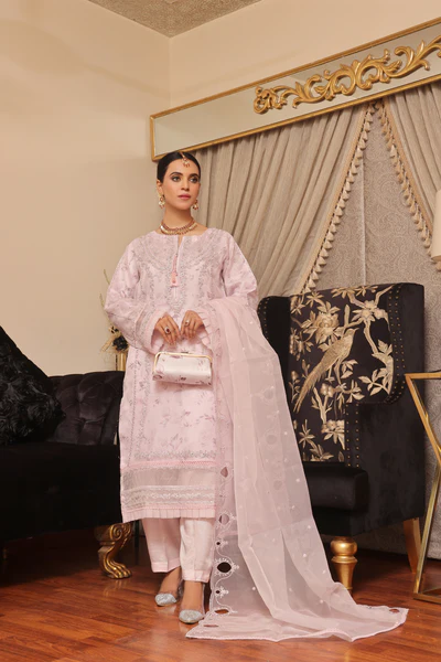 Haleema by Alhassan - Pink – 4PC Semi Stitched Wedding Set
