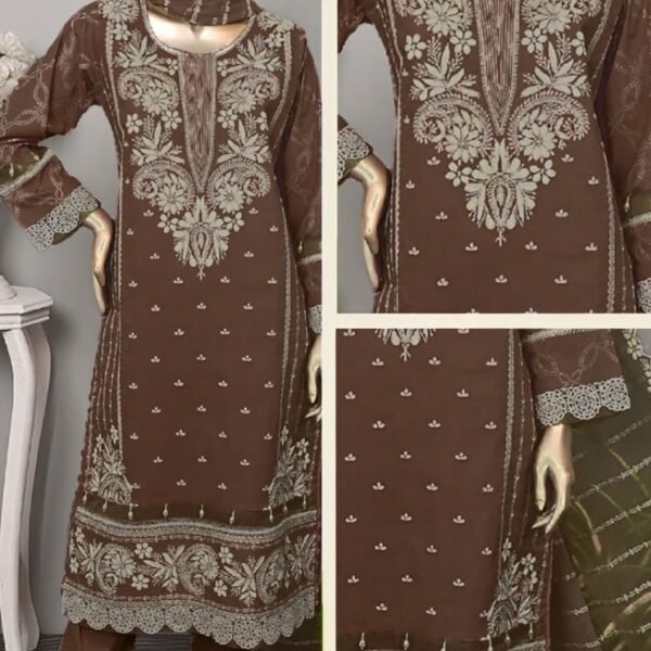 Pardesi Pure Lawn 03 Piece – Brown - Lawn Cotton Collection -