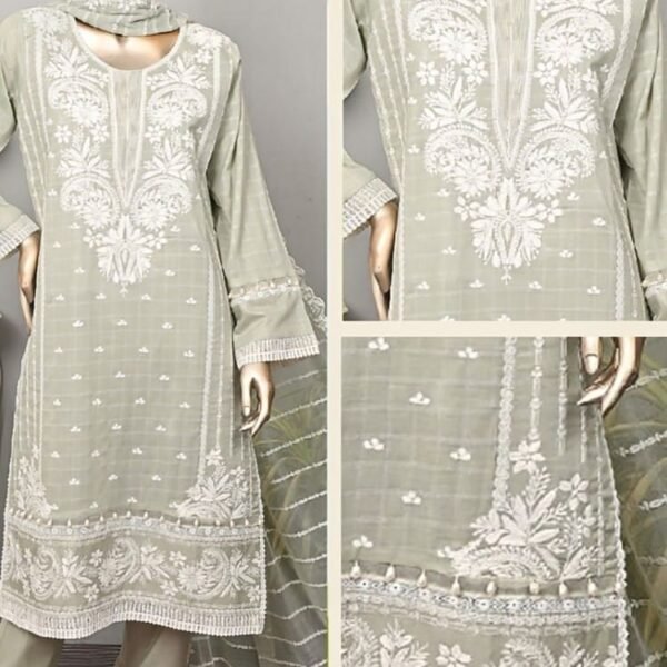 Pardesi Pure Lawn 03 Piece – Grey - Lawn Cotton Collection