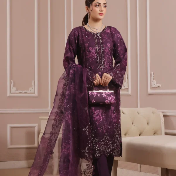 Sharjeena by Alhassan – 4 Piece Semi Stitched with Clutch | Luxury Weddings